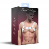 Чоловіча портупея на груди з натуральної шкіри Feral Feelings - Bulldog Harness White — Переглянути зображення 4