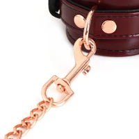 Шкіряні наручники Liebe Seele Wine Red Wrist Cuffs, знімний ланцюжок-кріплення — Переглянути зображення 10