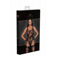 Боді Noir Handmade F242 Tulle body with patterned flock embroidery, L — Переглянути зображення 7