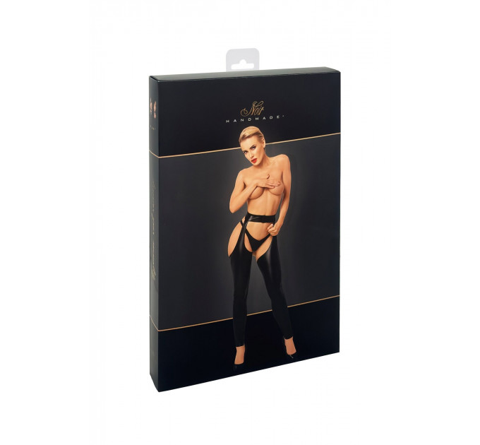 Легінси Noir Handmade F323 Rebel, L, black, під латекс, з відкритими стегнами та сідницями