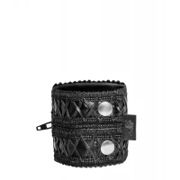 Жіночий гаманець-браслет Noir Handmade F326, black, під шкіру, рельєфний візерунок, кишеня на блискавці — Переглянути зображення 3