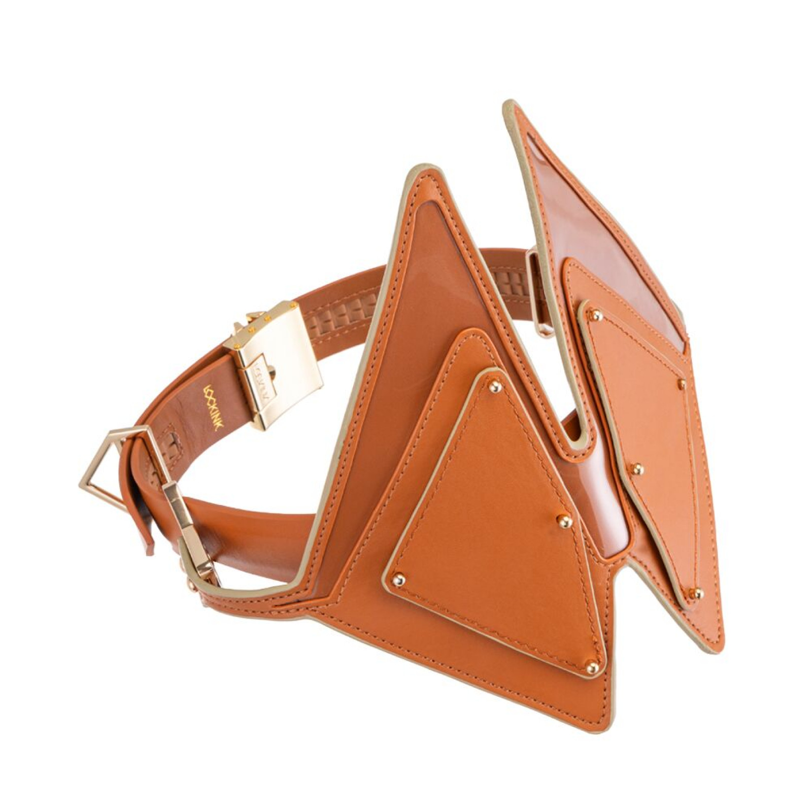 Маска на очі LOCKINK Vixen Blindfold, коричнева, натуральна шкіра, регульований обсяг