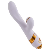 Вібратор-кролик з пульсацією та флогером LOCKINK SEVANDA Whip Vibrating Massage Wand, біло-золотий — Просмотреть изображение 2