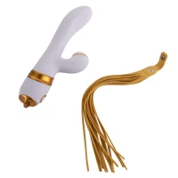 Вібратор-кролик з пульсацією та флогером LOCKINK SEVANDA Whip Vibrating Massage Wand, біло-золотий — Просмотреть изображение 6