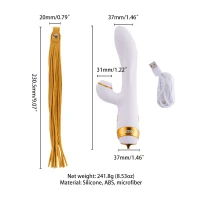 Вібратор-кролик з пульсацією та флогером LOCKINK SEVANDA Whip Vibrating Massage Wand, біло-золотий — Просмотреть изображение 7