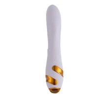 Вібратор-кролик з пульсацією та флогером LOCKINK SEVANDA Whip Vibrating Massage Wand, біло-золотий — Просмотреть изображение 3