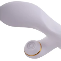 Вібратор-кролик з пульсацією та флогером LOCKINK SEVANDA Whip Vibrating Massage Wand, біло-золотий — Просмотреть изображение 4