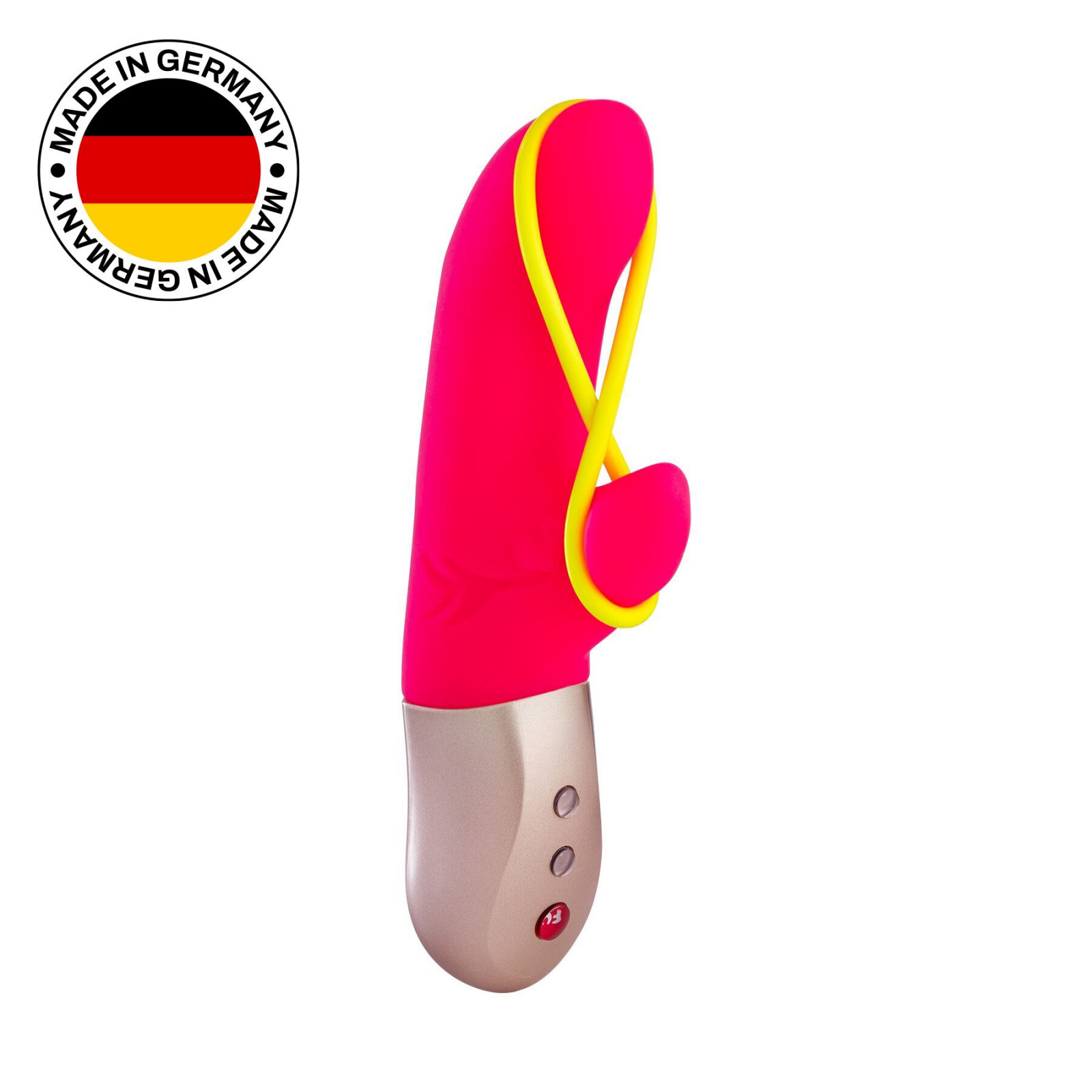 Мини вибратор-кролик со стимулирующей лентой Fun Factory AMORINO pink/neon yellow, лента съемная