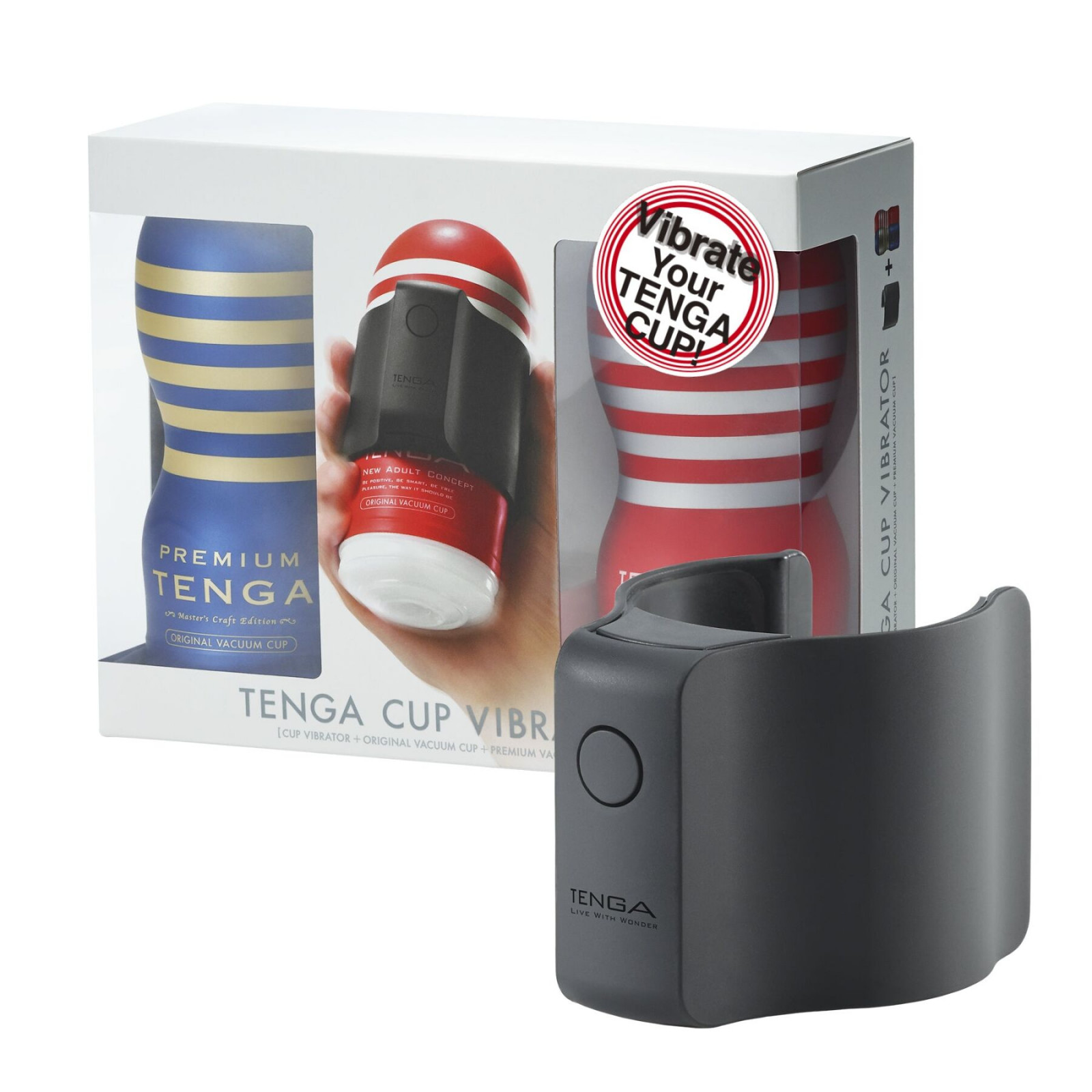 Вибронасадка Tenga CUP VIBRATOR, 7 режимов, 2 мастурбатора в комплекте