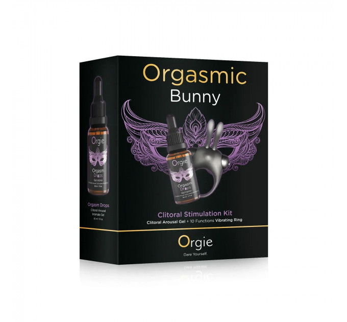 Набір Orgie Orgasmic Bunny: збуджувальні краплі та ерекційне віброкільце