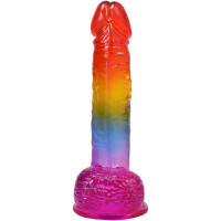 Фаллоимитатор Doc Johnson Crystal Jellies - Realistic cock with balls 8.5 Inch - Rainbow — Просмотреть изображение 3