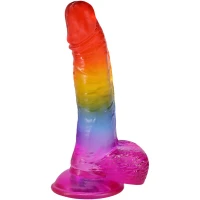 Фалоімітатор Doc Johnson Crystal Jellies - Realistic cock with balls 8.5 Inch - Rainbow — Просмотреть изображение 2