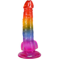 Фаллоимитатор Doc Johnson Crystal Jellies - Realistic cock with balls 8.5 Inch - Rainbow — Просмотреть изображение 4