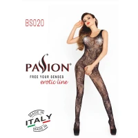 Бодістокінг Passion BS020 black, комбінезон, фантазійний візерунок — Переглянути зображення 5