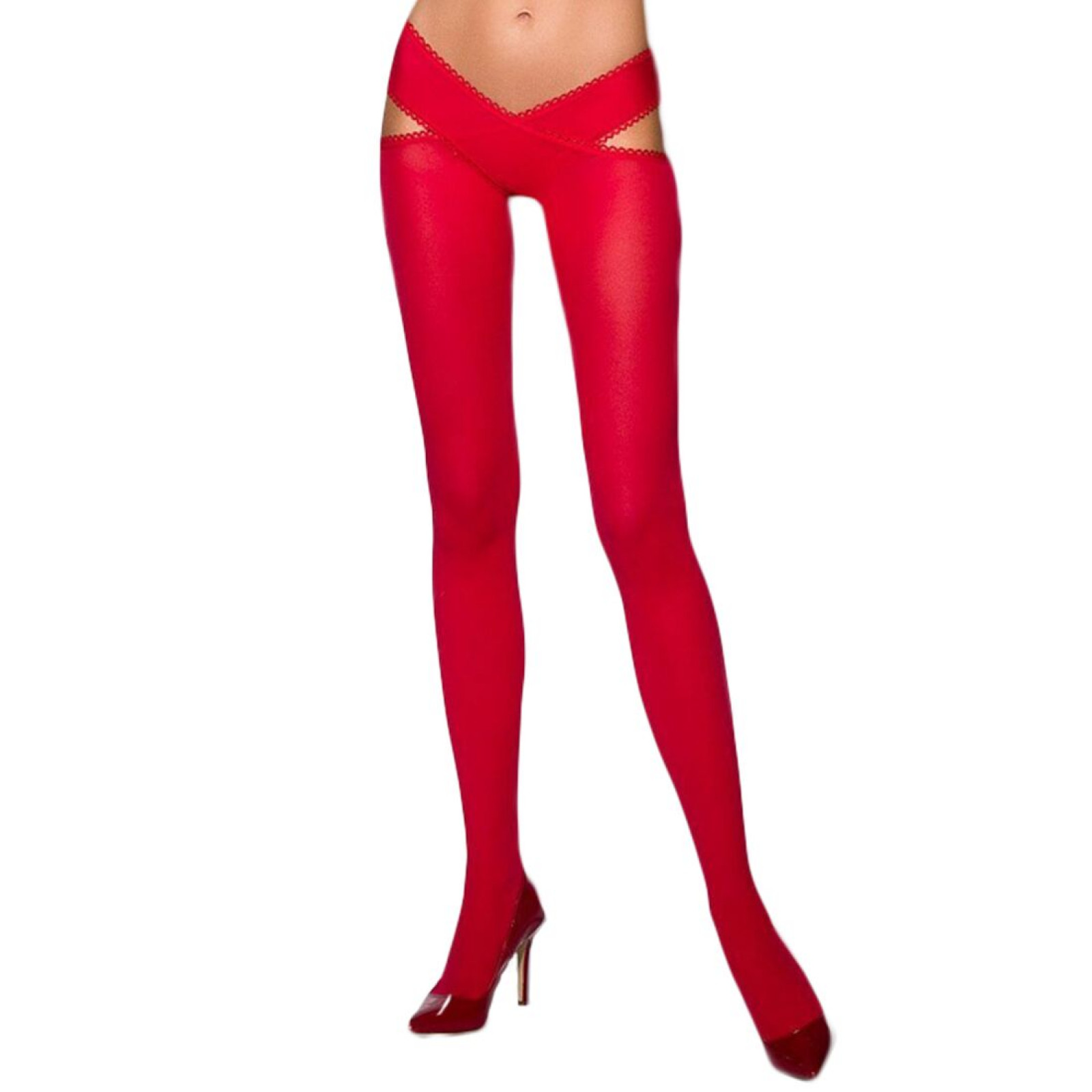 Эротические колготки Passion TIOPEN 005 3/4 (60 den), roso, с вырезом, оригинальный пояс