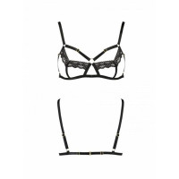 Бюстгальтер-стрепи з мереживом Passion Exclusive SOLON BRA S/M, black