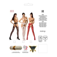 Сітчасті колготки-бодістокінги Passion S013 One Size, White, імітація панчіх та пояса з гартерами — Переглянути зображення 5