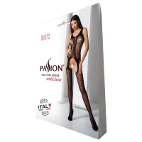 Бодістокінг з імітацією панчіх і ажурною вставкою Passion BS072 black — Переглянути зображення 7