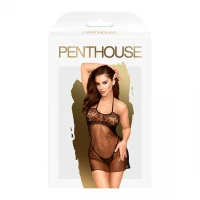 Приталена сорочка-сітка зі стрінгами Penthouse - All Yours Black M/L — Переглянути зображення 3