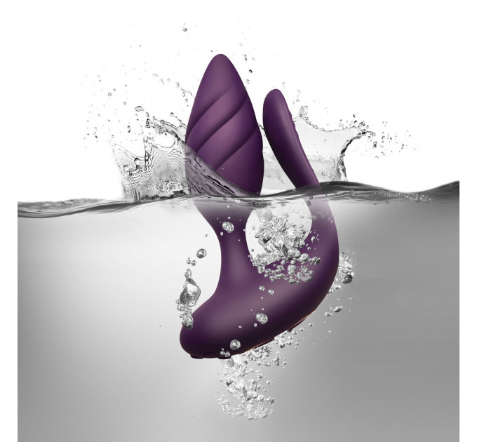 Анально-вагінальний вібратор для пар Rocks Off Cocktail Purple, пульт ДК