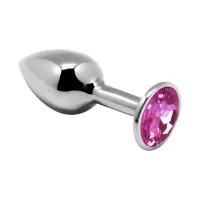 Металева анальна пробка з кристалом Alive Mini Metal Butt Plug Pink L — Переглянути зображення 1