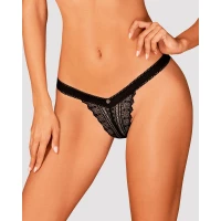 Мереживні трусики із заниженою талією Obsessive Estiqua panties XS/S, black — Переглянути зображення 1