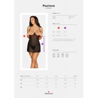 Прозора сорочка з відкритими грудьми Obsessive Pearlove chemise &amp; thong black S/M, трусики — Переглянути зображення 5