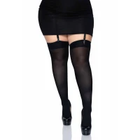 Щільні непрозорі панчохи Leg Avenue Nylon Thigh Highs Black, Plus Size — Переглянути зображення 1