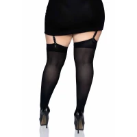 Щільні непрозорі панчохи Leg Avenue Nylon Thigh Highs Black, Plus Size — Переглянути зображення 2