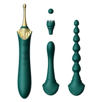 Мультифункціональний вібратор Zalo — Bess 2 Turquoise Green, 4 насадки, підігрів — Переглянути зображення 1