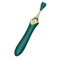 Мультифункціональний вібратор Zalo — Bess 2 Turquoise Green, 4 насадки, підігрів — Переглянути зображення 5
