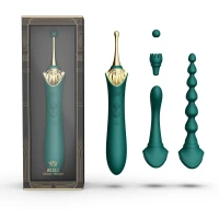 Мультифункціональний вібратор Zalo — Bess 2 Turquoise Green, 4 насадки, підігрів — Переглянути зображення 2