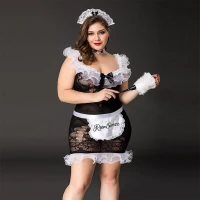 Костюм покоївки JSY «Слухняна Ельма» Plus Size Black, сукня, фартух, головний убір покоївки — Просмотреть изображение 1