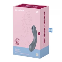 Вакуумний стимулятор з вібрацією Satisfyer Curvy Trinity 1 Bluegrey, іграшка 3в1 — Просмотреть изображение 5