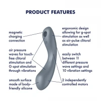 Вакуумний стимулятор з вібрацією Satisfyer Curvy Trinity 1 Bluegrey, іграшка 3в1 — Просмотреть изображение 4