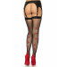Панчохи-сітка зі швом Leg Avenue Fishnet thigh highs with bow One sice Black, декор: бантики, стрази