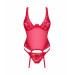 Прозорий корсет Obsessive Lacelove corset M/L Red, мереживо, підв’язки для панчіх