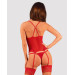 Прозорий корсет Obsessive Lacelove corset M/L Red, мереживо, підв’язки для панчіх