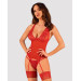 Прозорий корсет Obsessive Lacelove corset M/L Red, мереживо, підв’язки для панчіх