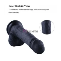Фалоімітатор для секс-машин Hismith 8.3″ Silicone Dildo Black, система KlicLok, гнучкий стрижень — Просмотреть изображение 3