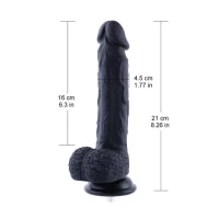 Фалоімітатор для секс-машин Hismith 8.3″ Silicone Dildo Black, система KlicLok, гнучкий стрижень — Просмотреть изображение 2