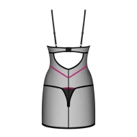 Пеньюар Obsessive Novenes chemise &amp; thong, XS/S, обтислий, прозорий, зі стрепами, стрінги в комплект — Просмотреть изображение 5
