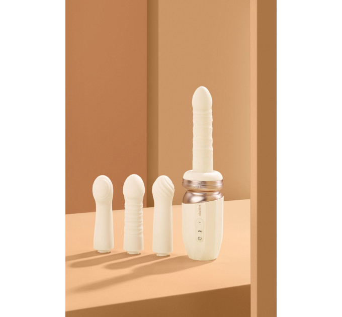 Міні секс-машина KISSTOY Tutu II на присосці, пульсація, імітація фрикцій, підігрів, знімна насадка