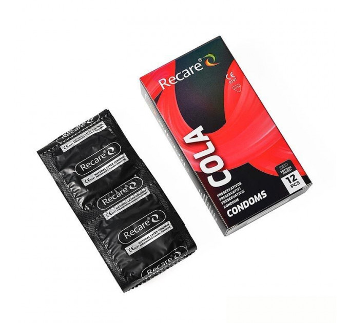 Презервативи Holographic Recare Cola Dotted&Ribbed Condoms 12шт, з пухирцями і ребрами, аромат: Кола