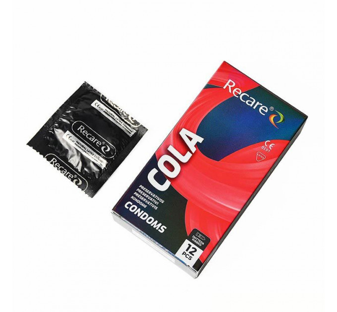 Презервативи Holographic Recare Cola Dotted&Ribbed Condoms 12шт, з пухирцями і ребрами, аромат: Кола