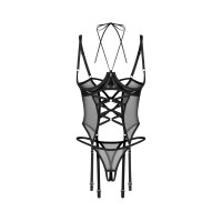 Корсет Obsessive Dominna cupless corset &amp; crotchless thong S/M — Переглянути зображення 4