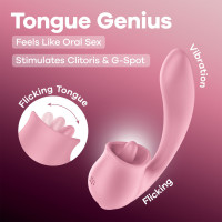 Вагінально-кліторальний вібратор Satisfyer Tongue Genius з язичком — Переглянути зображення 6