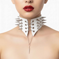 Чокер-воротник с шипами Art of Sex - Ariadne, экокожа, цвет белый, XS-M