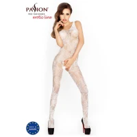Бодістокінг Passion BS020 white, комбінезон, фантазійний візерунок — Переглянути зображення 2