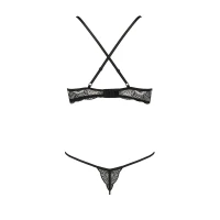 Комплект білизни Passion Exclusive QUENTRIS BIKINI L/XL, black, стрінги і напіввідкритий ліф — Просмотреть изображение 10